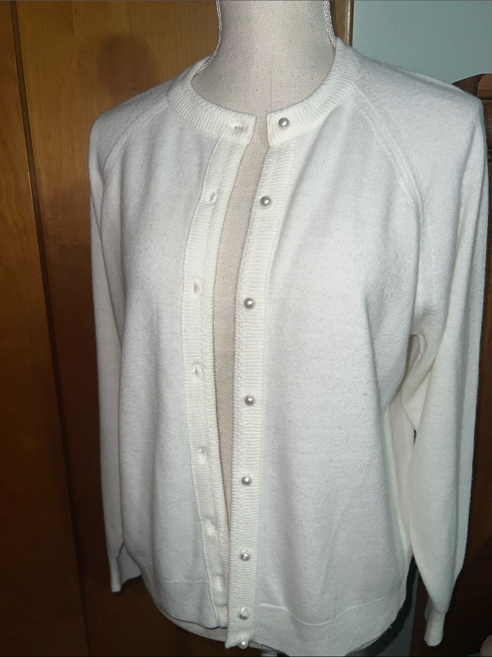 Designers Orginals Soft Cream Pearl-Button Cardigan